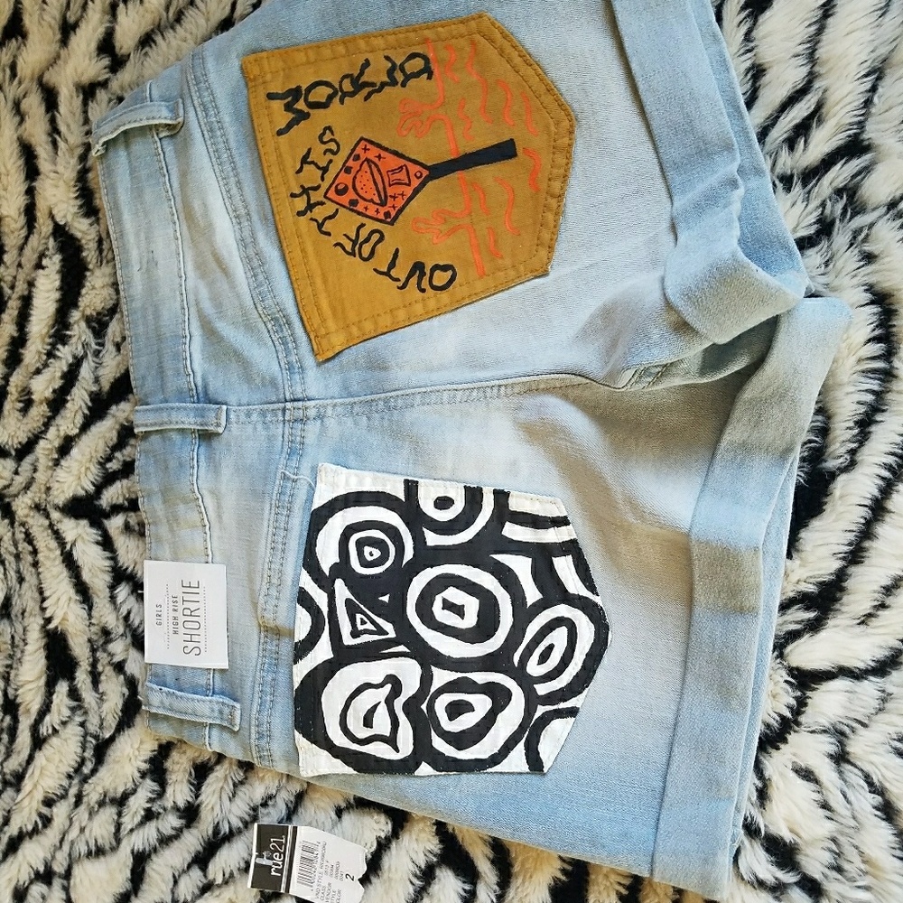 Painted pocket shorts custom denim
